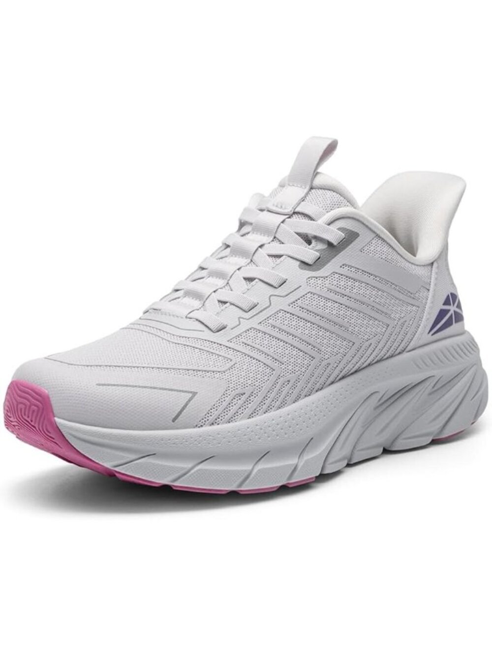 Women's Grey Purple Slip On Walking Shoes Running Comfortable Breathable Sneaker